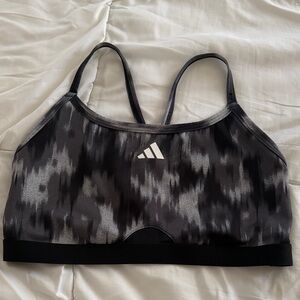 Adidas Women's Patterned Black and Gray Sports Bra